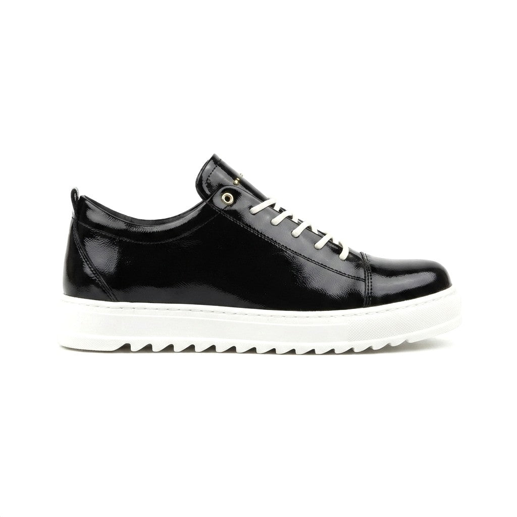 ZRJ152 High-Quality Lace-Up Men's Casual Sports Shoes - Black White Patent Leather