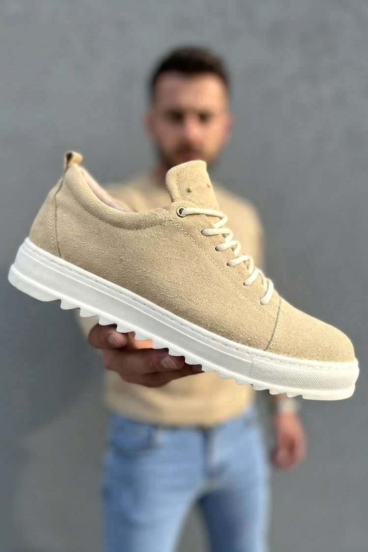 ZRJ152S High-Quality Lace-Up Men's Casual Sports Shoes - Suede Cream