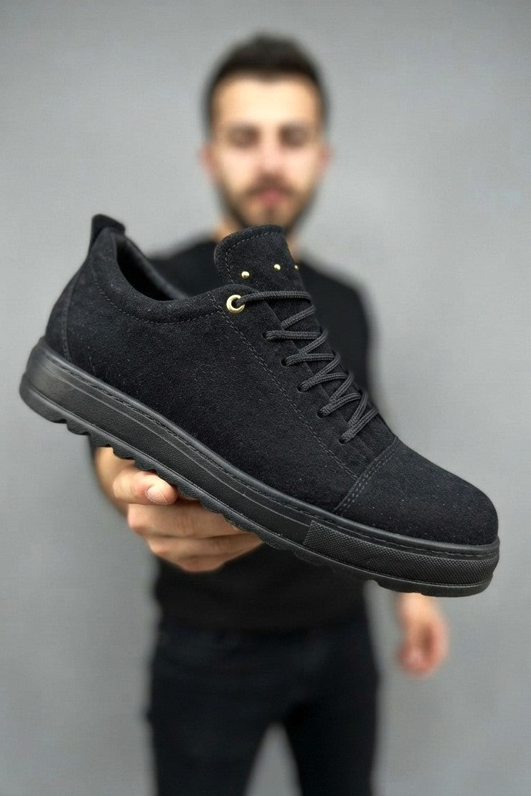 ZRJ152S High Quality Lace-Up Men's Daily Sport Casual Shoes - Suede Black