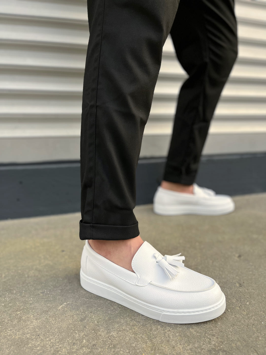 JY153 Bloomer Bağcıksız Püsküllü Cilt Erkek Günlük Klasik Ayakkabı - Beyaz