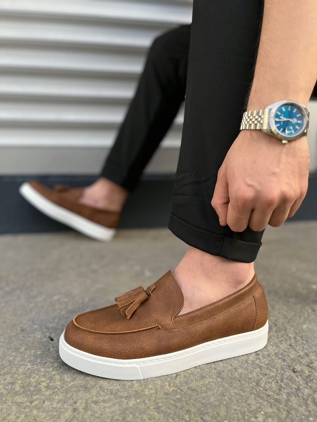 JY153 Bloomer Bağcıksız Püsküllü Cilt Erkek Günlük Klasik Ayakkabı - Taba