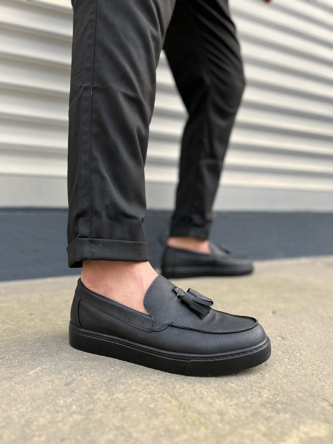 JY153 Bloomer Bağcıksız Püsküllü Cilt Erkek Günlük Klasik Ayakkabı - Siyah