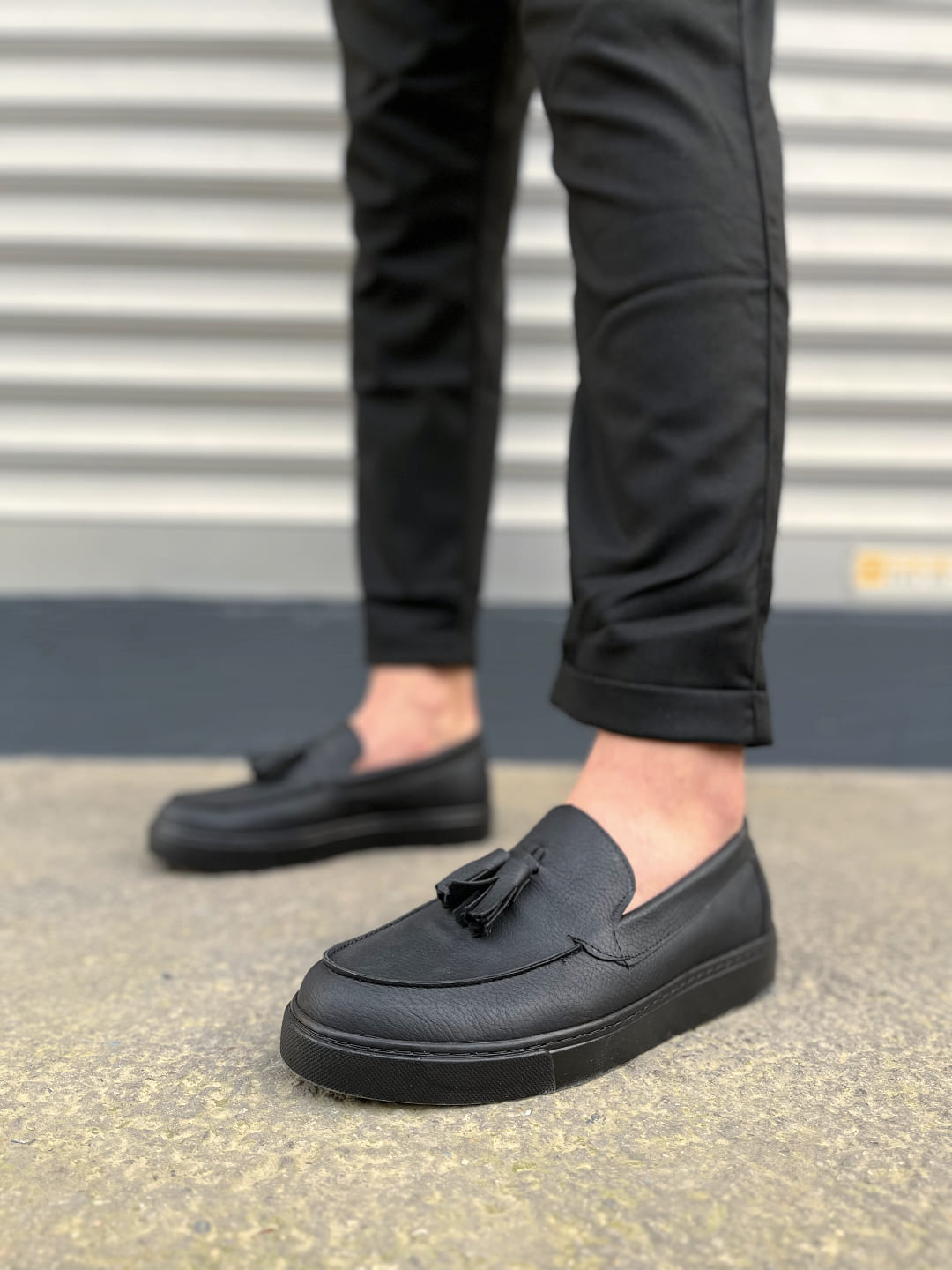 JY153 Bloomer Bağcıksız Püsküllü Cilt Erkek Günlük Klasik Ayakkabı - Siyah