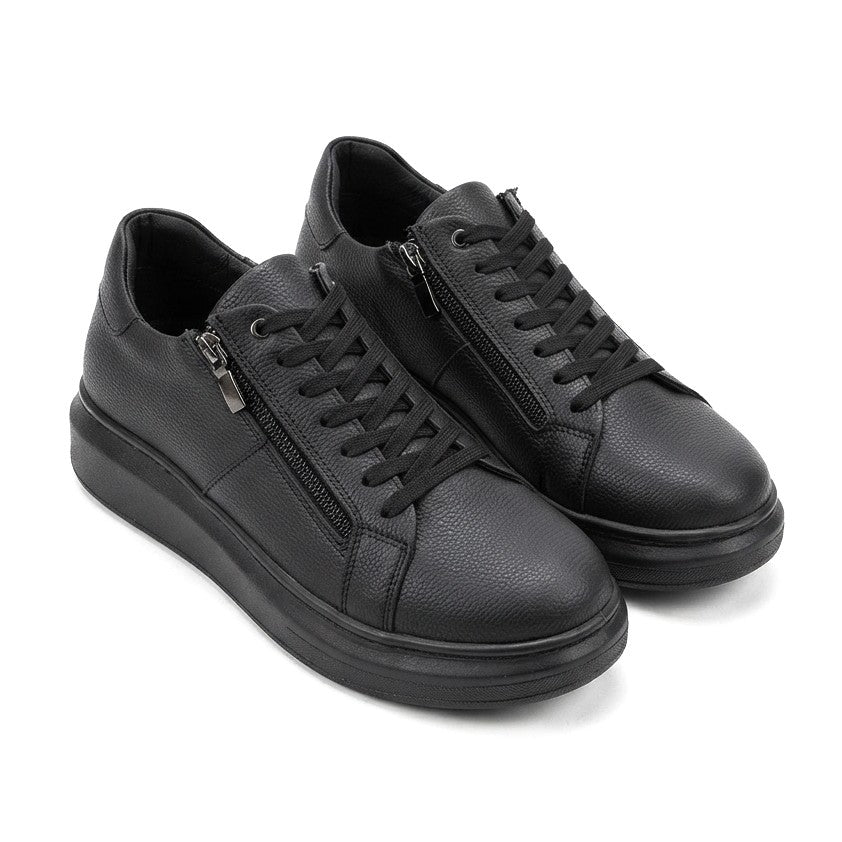 ZRJ155 Yüksek Kalite Fermuarlı Erkek Casual Sneaker - Siyah
