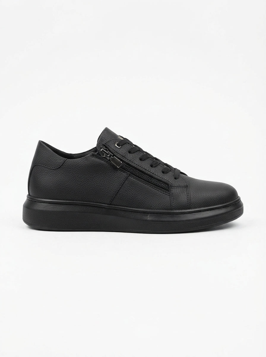 ZRJ155 Yüksek Kalite Fermuarlı Erkek Casual Sneaker - Siyah