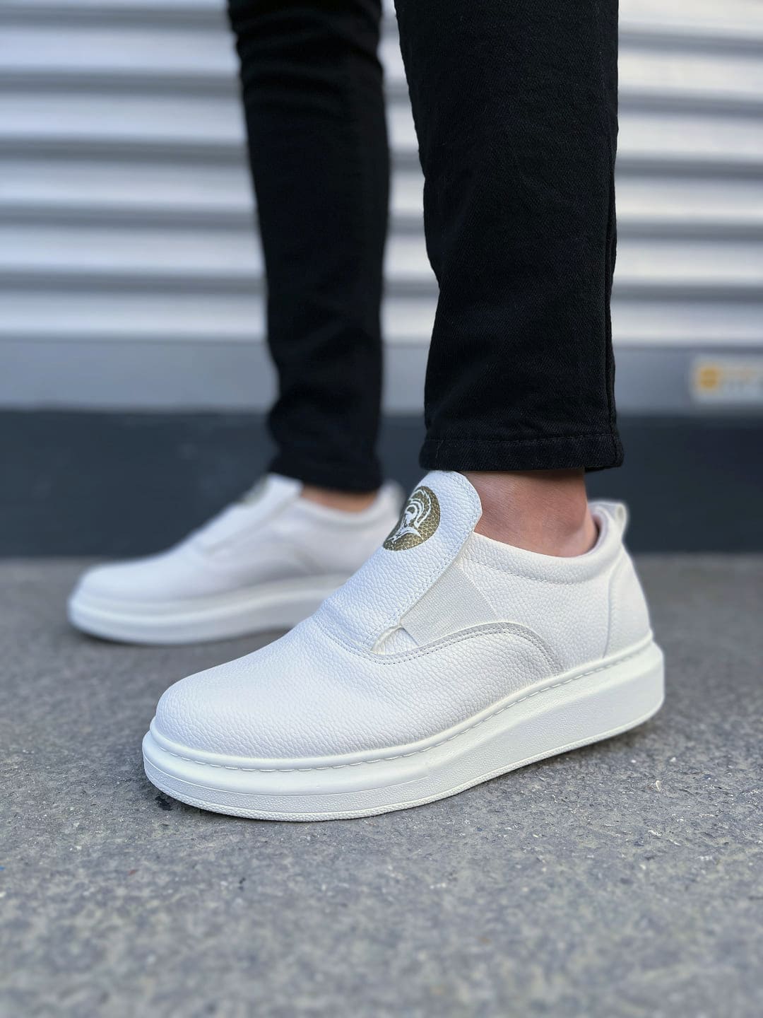 JY161 Hippo Lastik Detaylı Erkek Günlük Sneaker - Beyaz