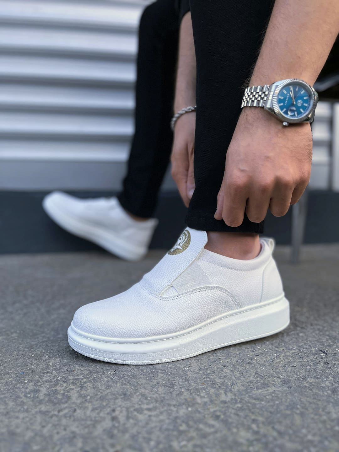 JY161 Hippo Lastik Detaylı Erkek Günlük Sneaker - Beyaz
