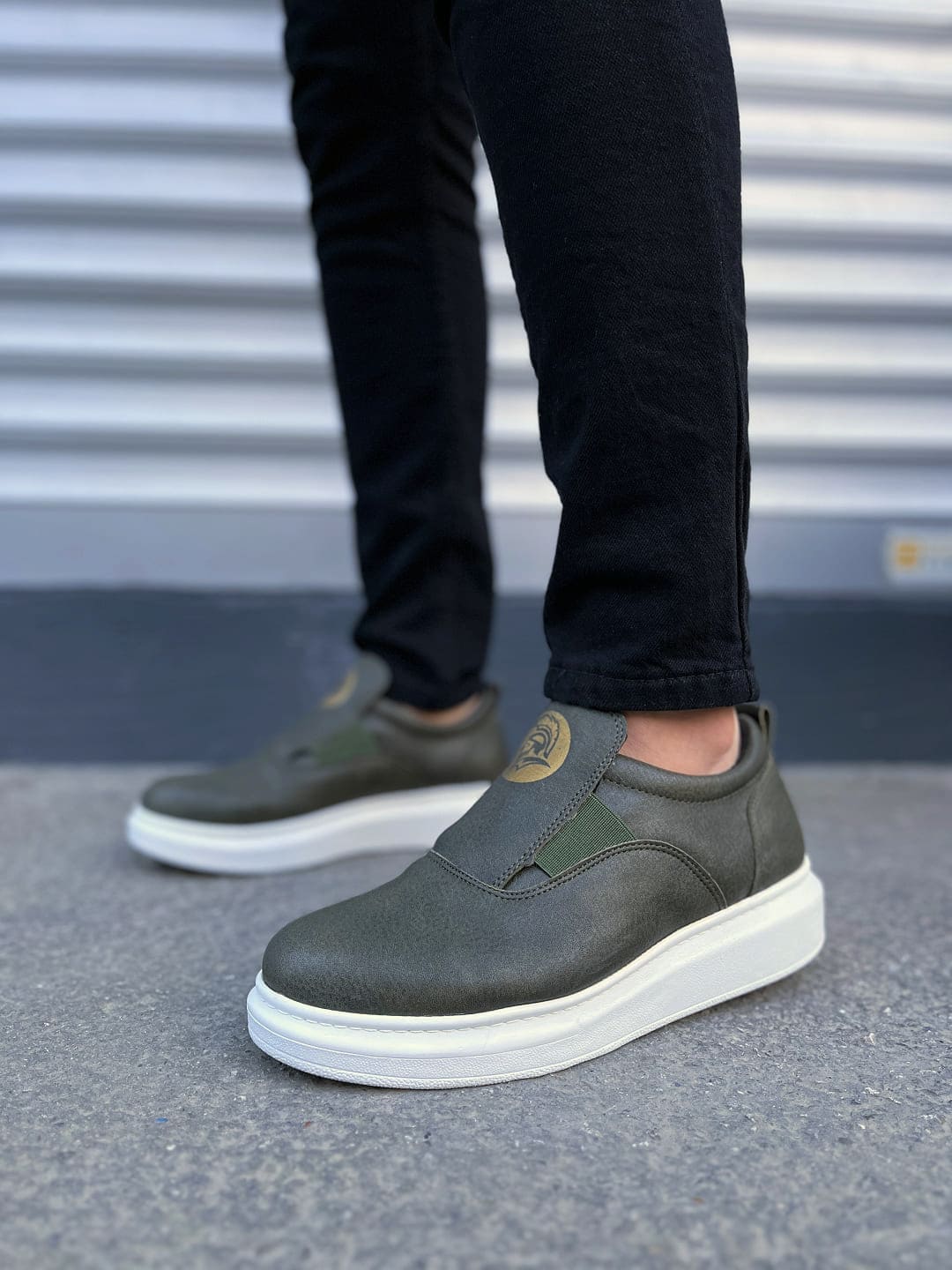 JY161 Hippo Lastik Detaylı Erkek Günlük Sneaker - Haki