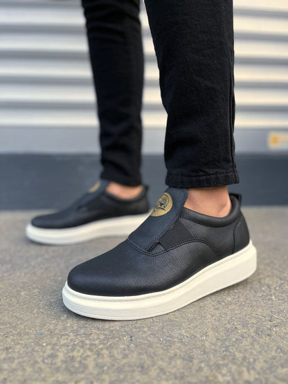 JY161 Hippo Lastik Detaylı Erkek Günlük Sneaker - Siyah Beyaz