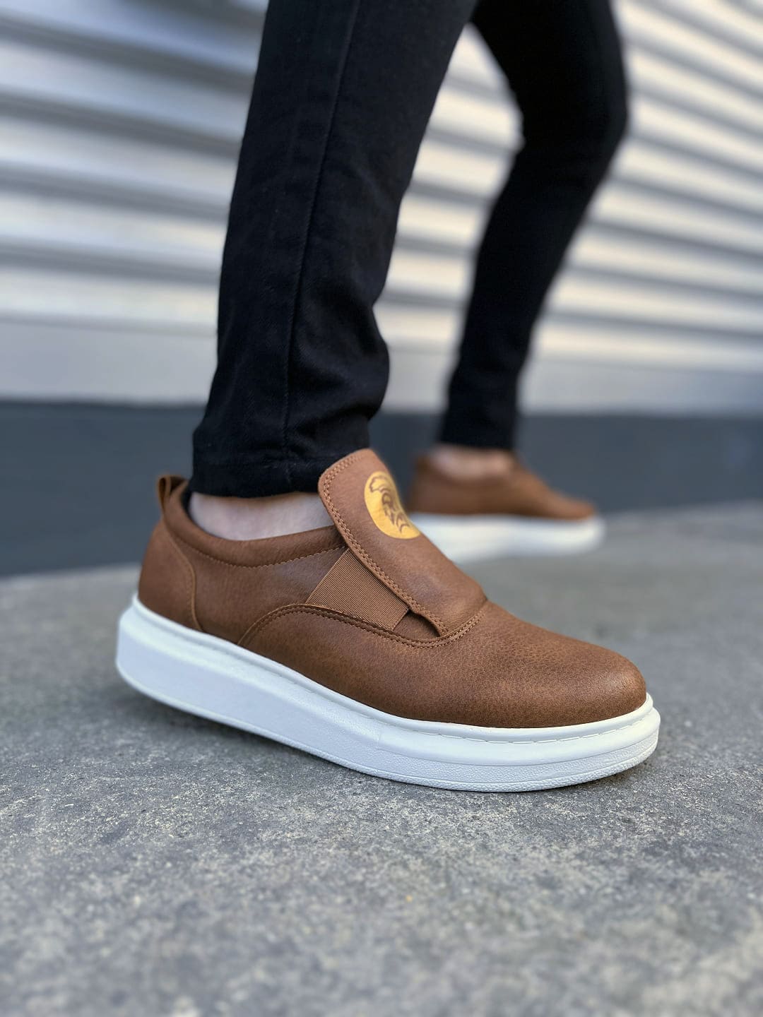 JY161 Hippo Lastik Detaylı Erkek Günlük Sneaker - Taba