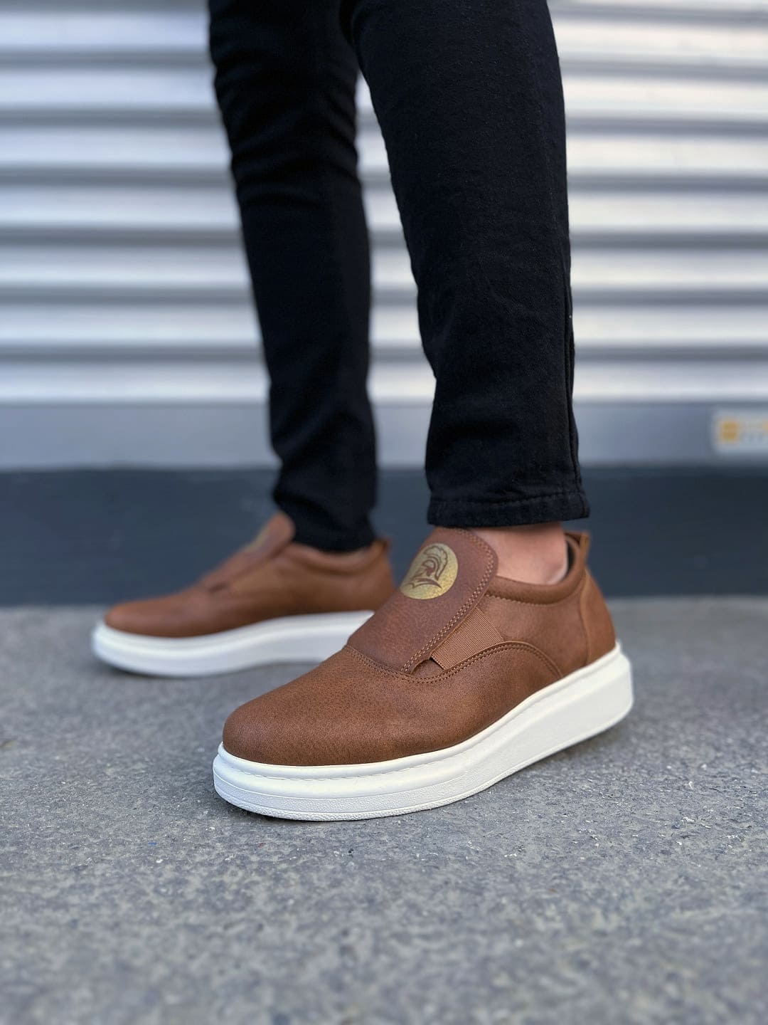 JY161 Hippo Lastik Detaylı Erkek Günlük Sneaker - Taba