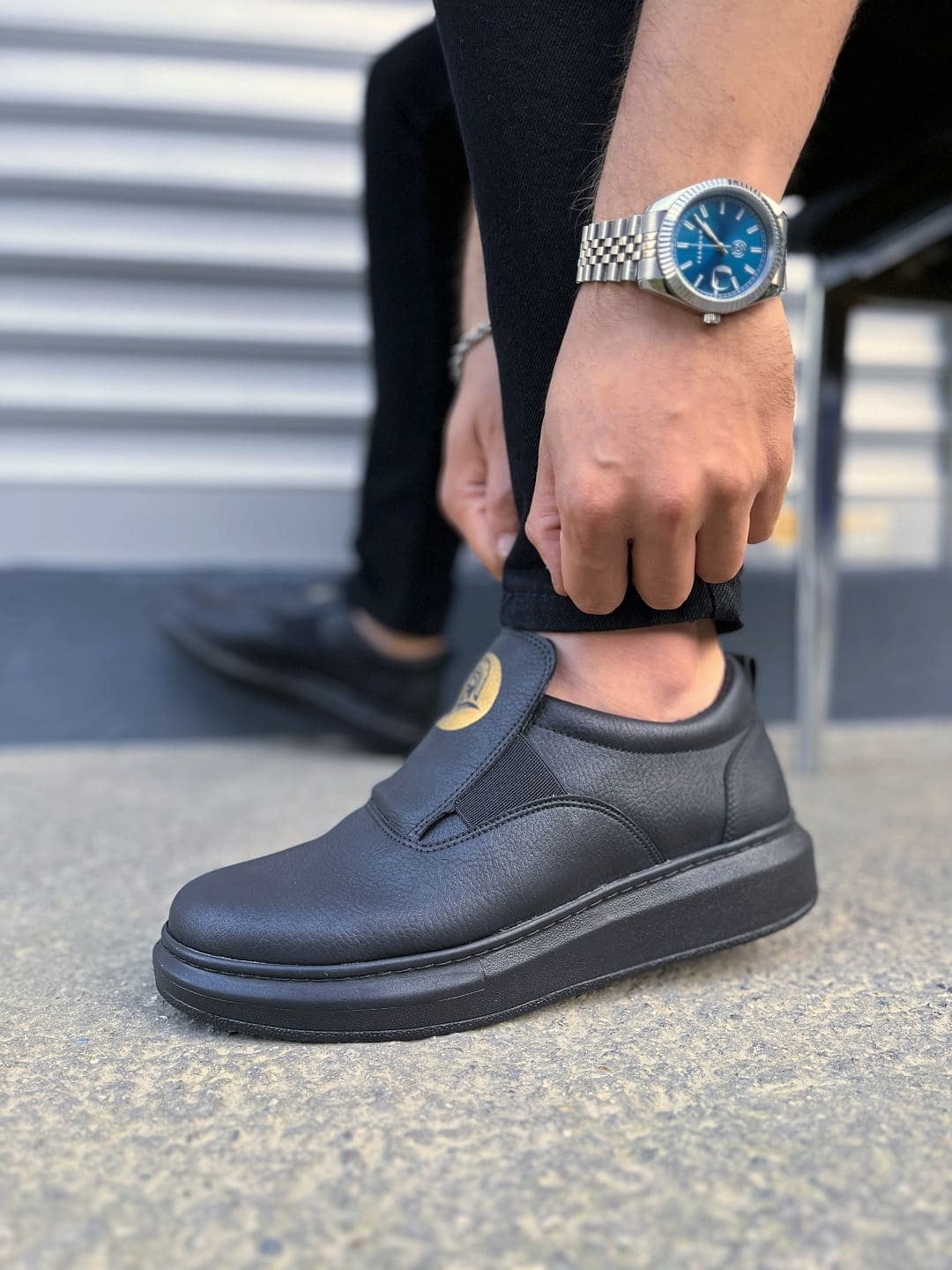 JY161 Hippo Lastik Detaylı Erkek Günlük Sneaker - Siyah