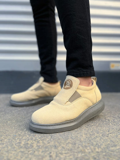 JY161 Hippo Lastik Detaylı Erkek Günlük Sneaker - Süet Bej