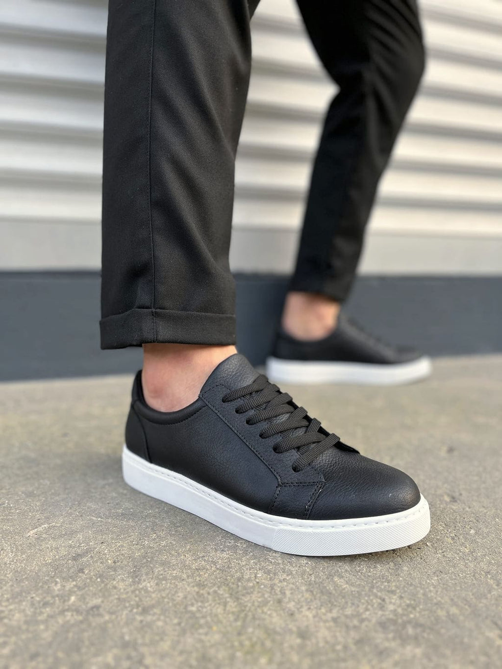 JY165 Elite Bağcıklı Erkek Günlük Sneaker - Siyah Beyaz