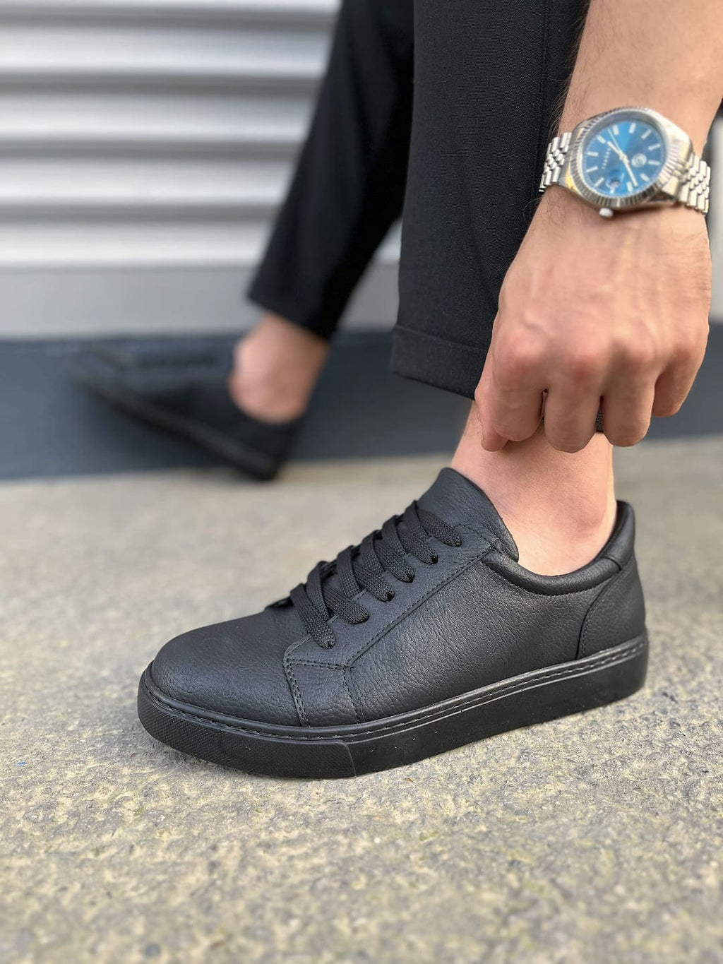 JY165 Elite Bağcıklı Erkek Günlük Sneaker - Siyah