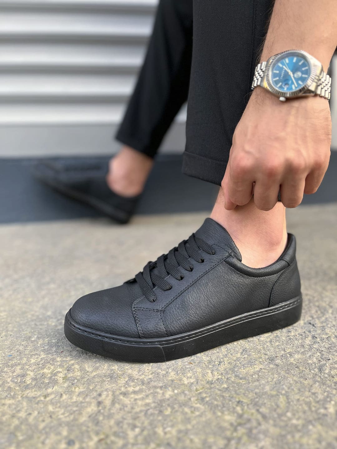 JY165 Elite Bağcıklı Erkek Günlük Sneaker - Siyah
