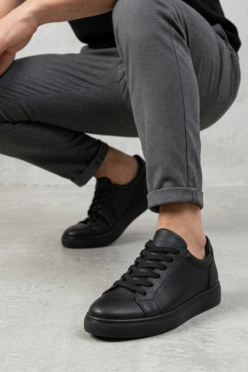 ZRJ165 Premium Elite Bağcıklı Erkek Sneaker - Siyah