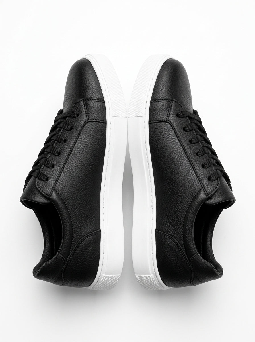 ZRJ165 Premium Elite Bağcıklı Erkek Sneaker - Siyah Beyaz