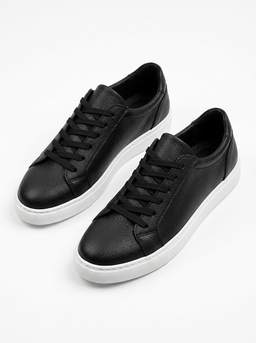 ZRJ165 Premium Elite Bağcıklı Erkek Sneaker - Siyah Beyaz