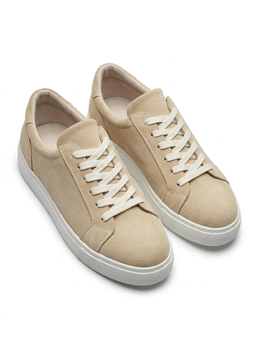 ZRJ165 Premium Elite Bağcıklı Erkek Sneaker - Süet Krem