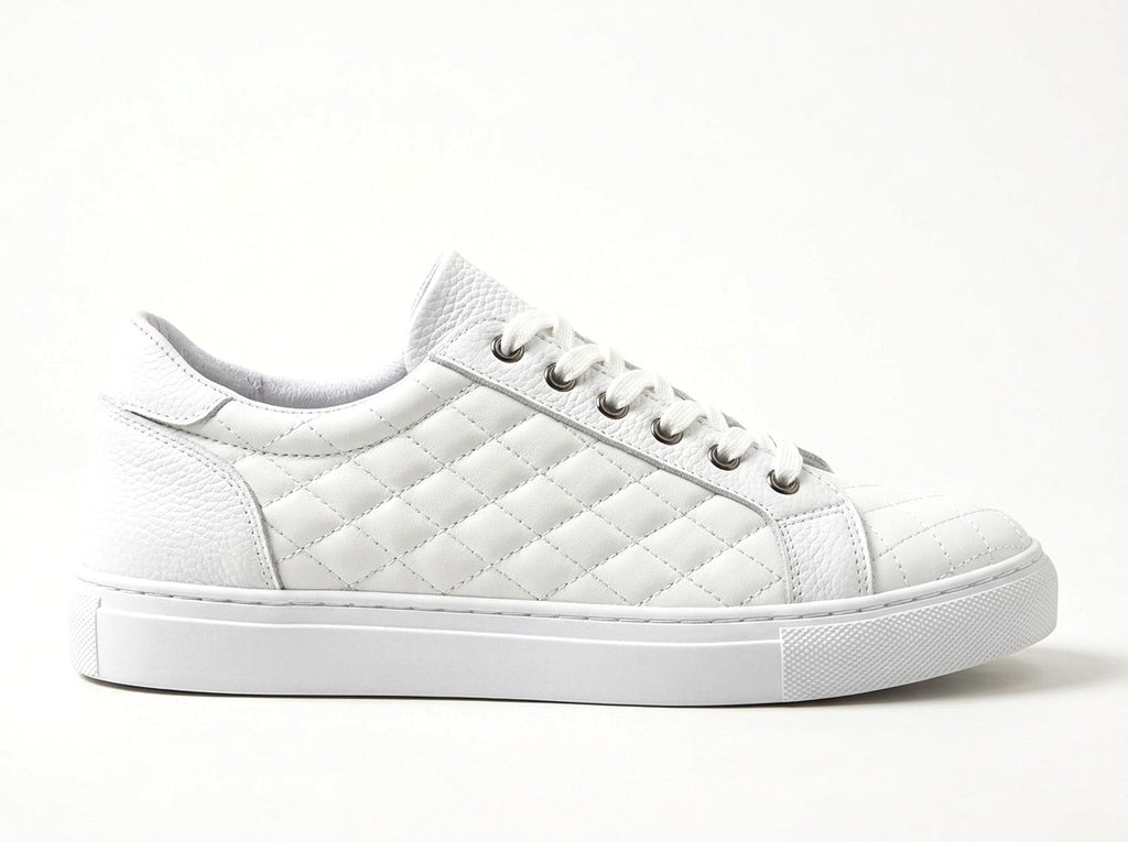 ZRJ166 Premium Kapitone Desenli Erkek Sneaker - Beyaz