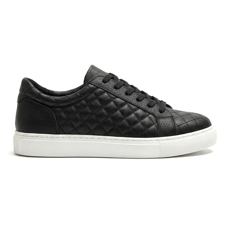 ZRJ166 Premium Kapitone Desenli Erkek Sneaker - Siyah Beyaz
