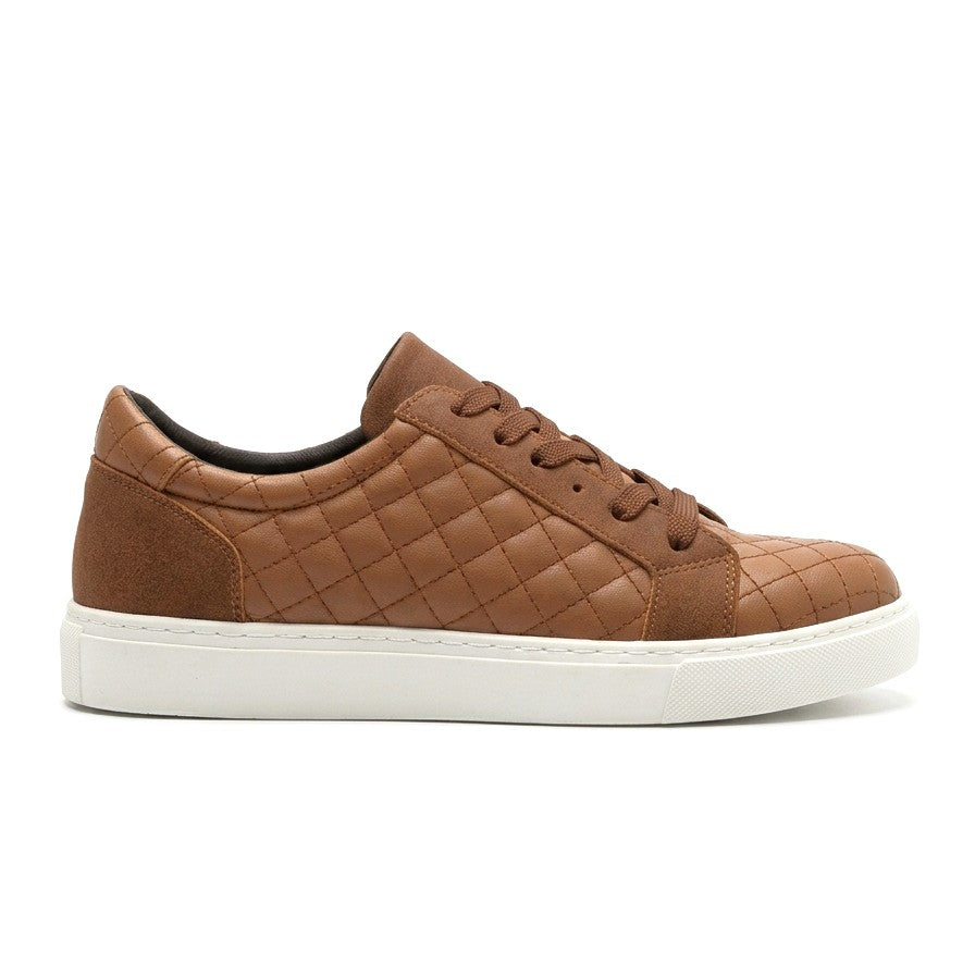 ZRJ166 Premium Kapitone Desenli Erkek Sneaker - Taba