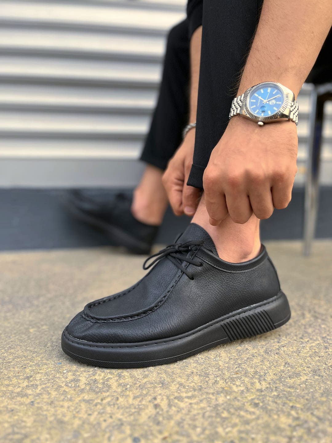 JY170 Tornado Bağcıklı Erkek Günlük Spor Klasik Ayakkabı - Siyah