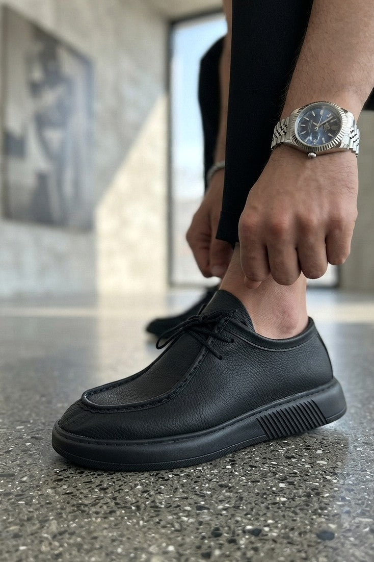 ZRJ170 Yüksek Kalite Bağcıklı Casual Model Erkek Klasik Ayakkabı - Siyah