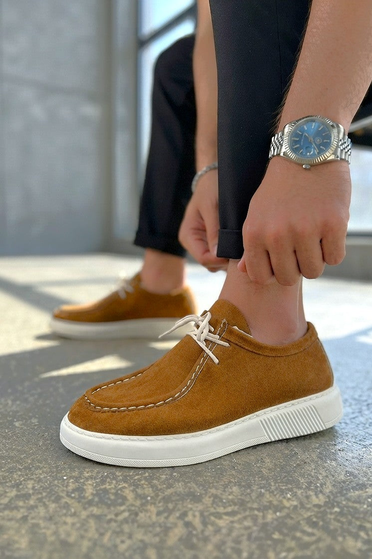 ZRJ170 High-Quality Lace-Up Casual Men's Classic Shoes - Tan Suede