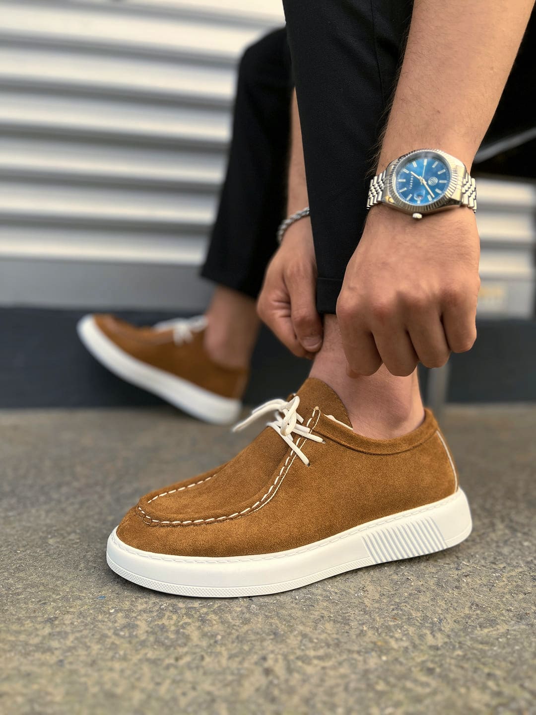 JY170 Tornado Bağcıklı Erkek Günlük Spor Klasik Ayakkabı - Süet Taba