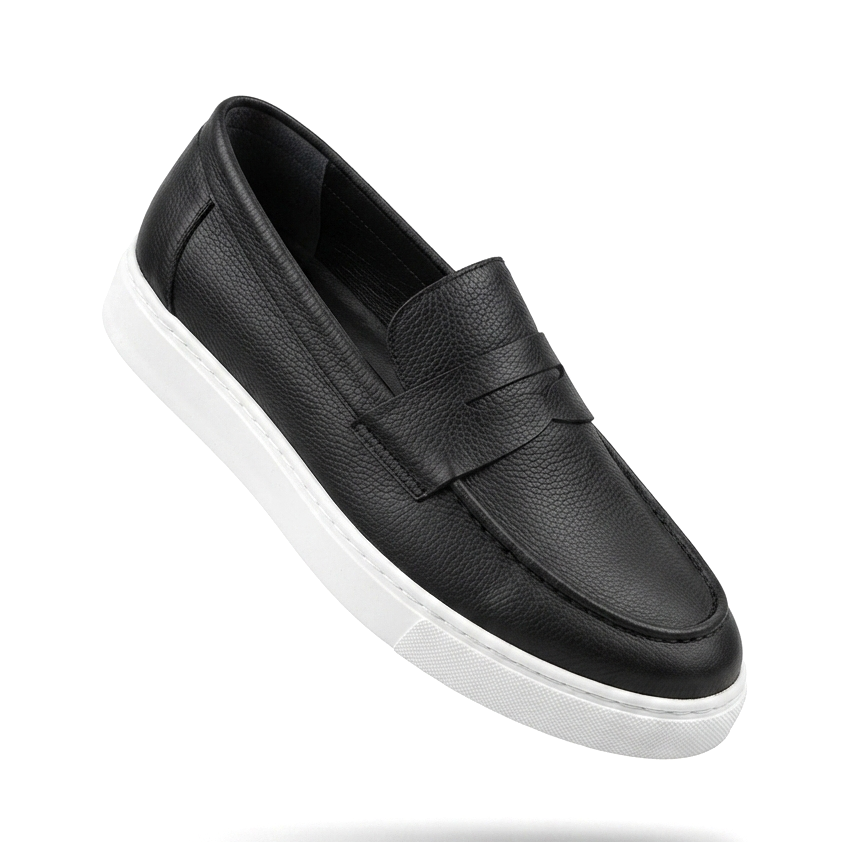 ZRJ180 Estilo X Exclusive Bağcıksız Erkek Günlük Klasik Loafer- Siyah Beyaz