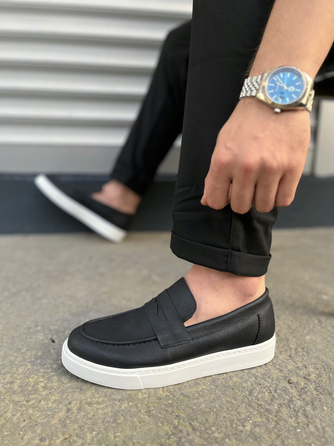 JY180 Estilo X Laceless Skin Men's Casual Sports Classic Shoes - Black White