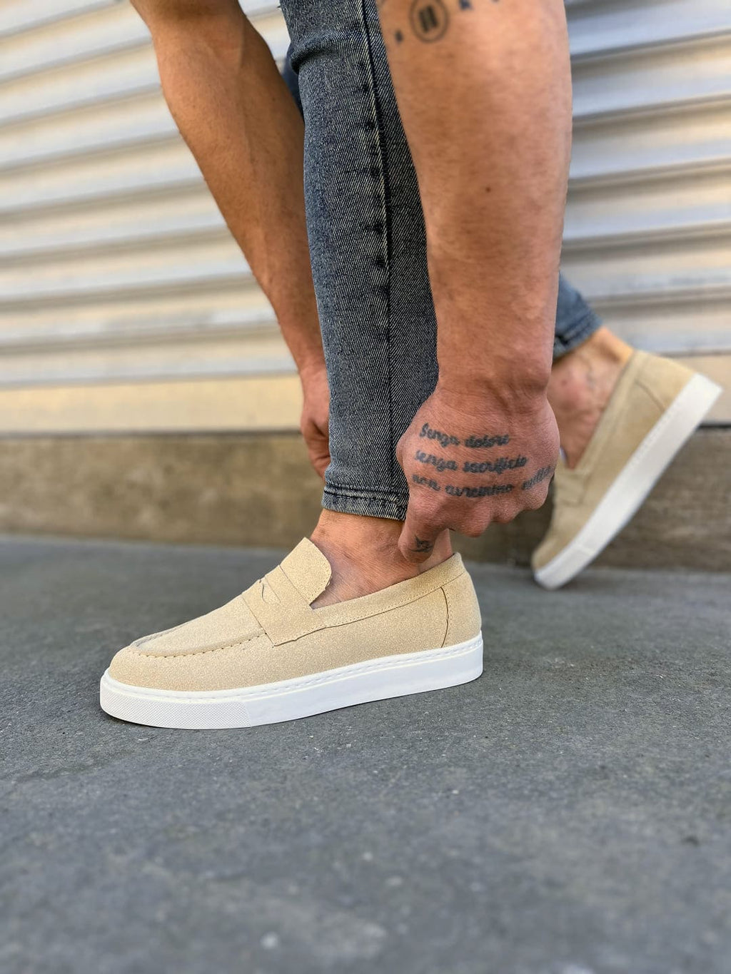 JY180 Estilo X Laceless Suede Men's Casual Sports Classic Shoes - Cream