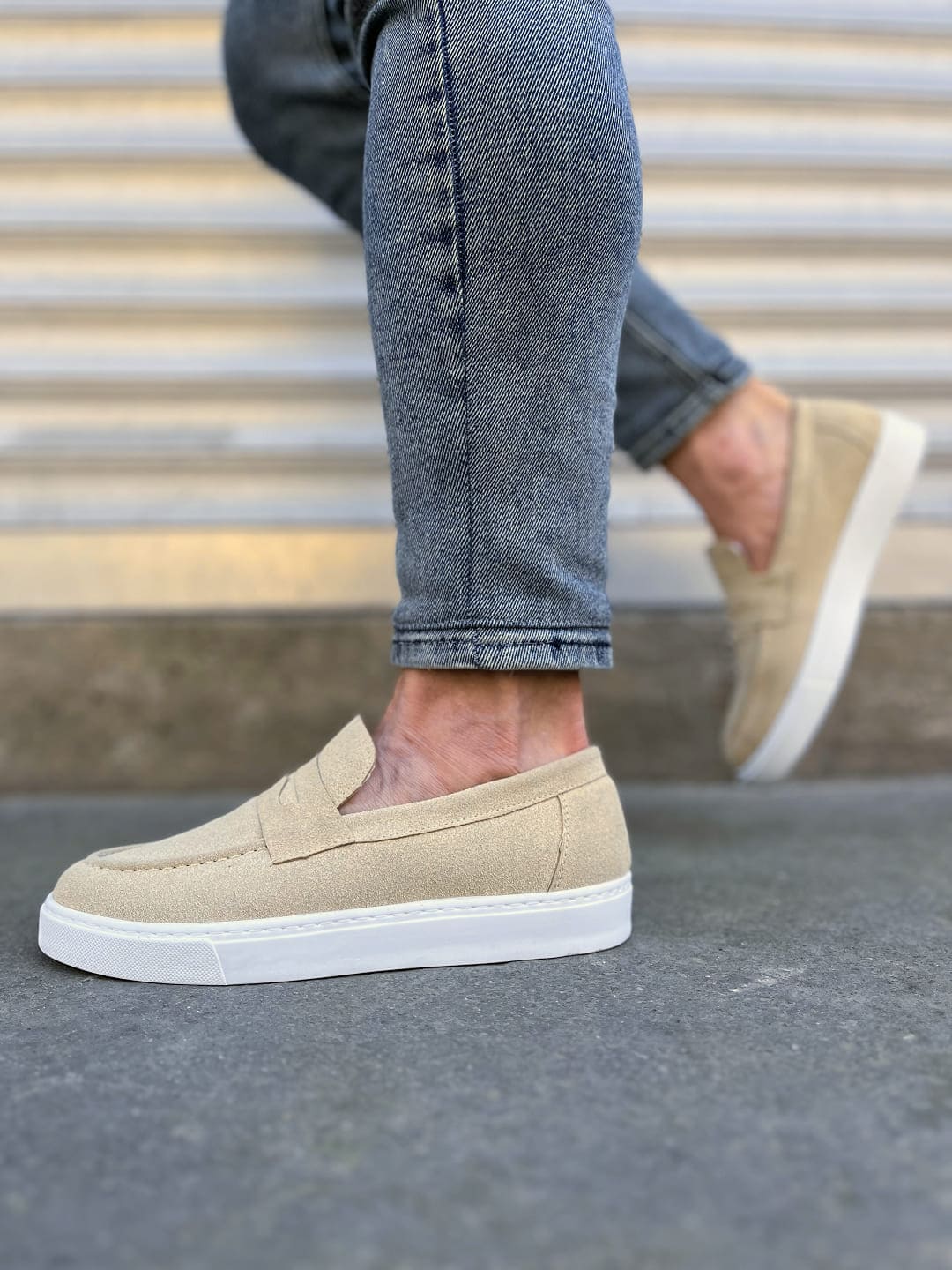 JY180 Estilo X Laceless Suede Men's Casual Sports Classic Shoes - Cream