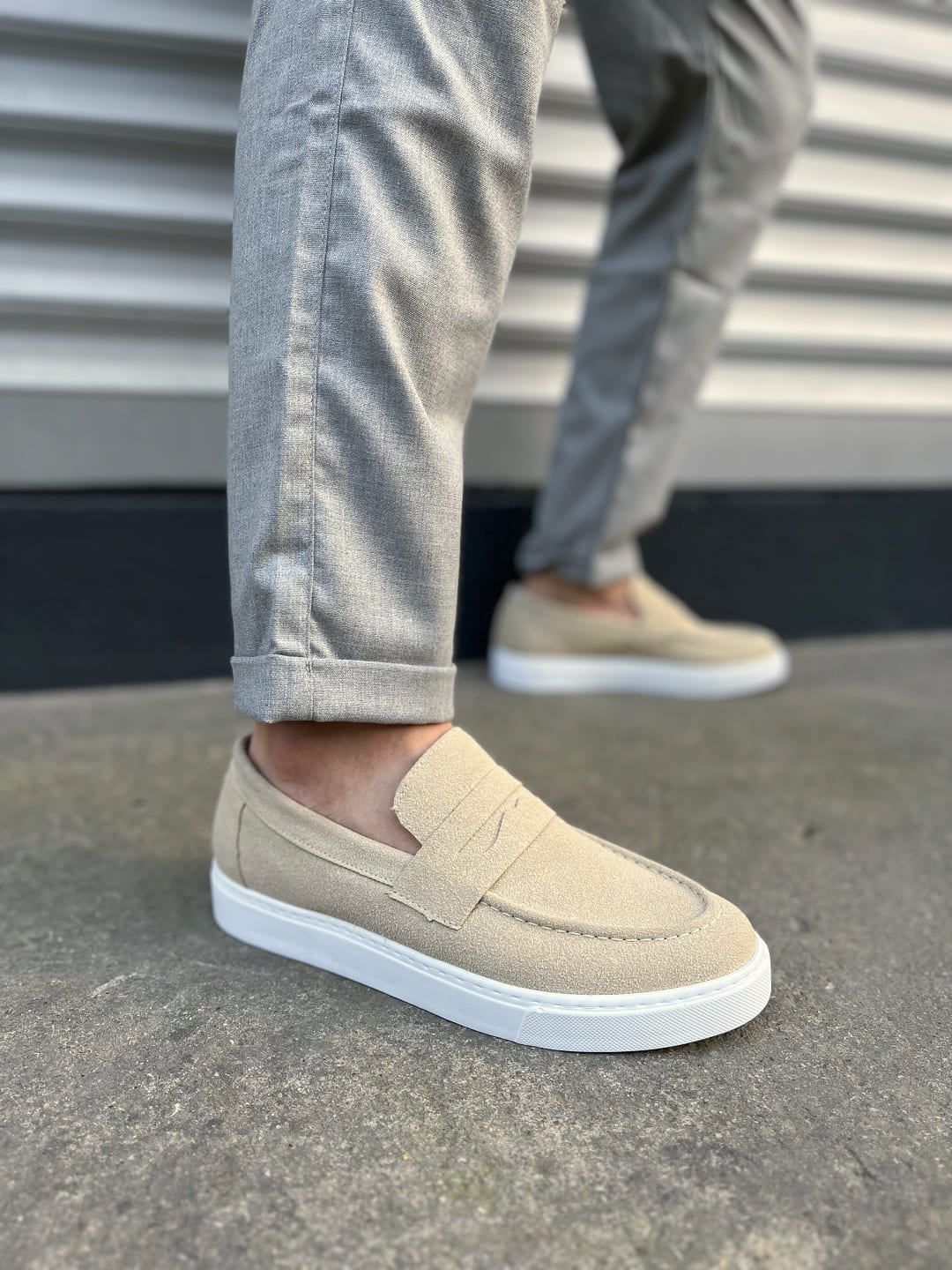 JY180 Estilo X Laceless Suede Men's Casual Sports Classic Shoes - Cream