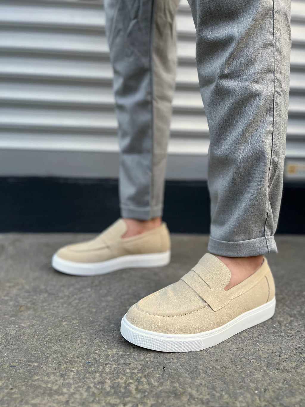 JY180 Estilo X Laceless Suede Men's Casual Sports Classic Shoes - Cream