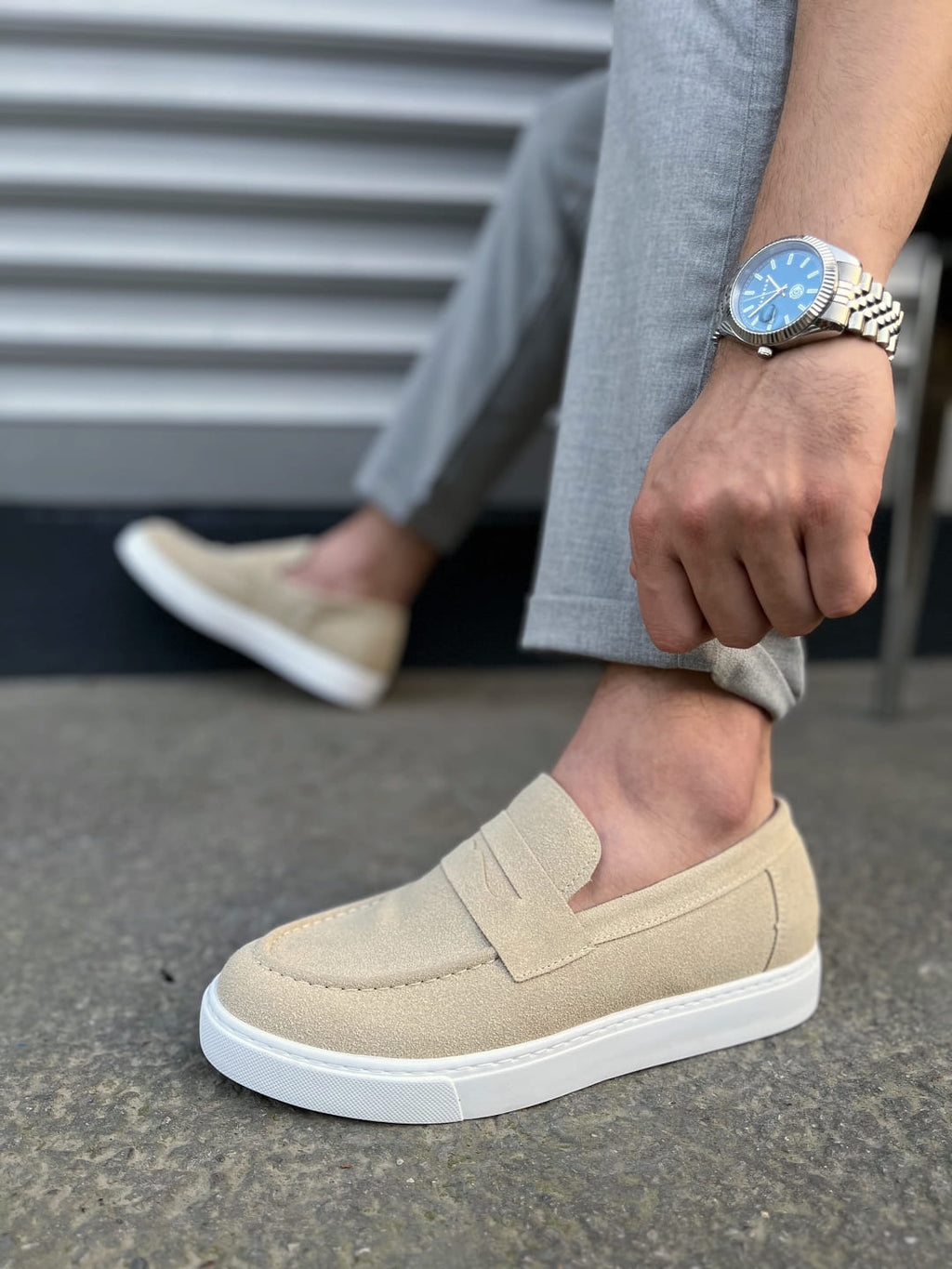 JY180 Estilo X Laceless Suede Men's Casual Sports Classic Shoes - Cream
