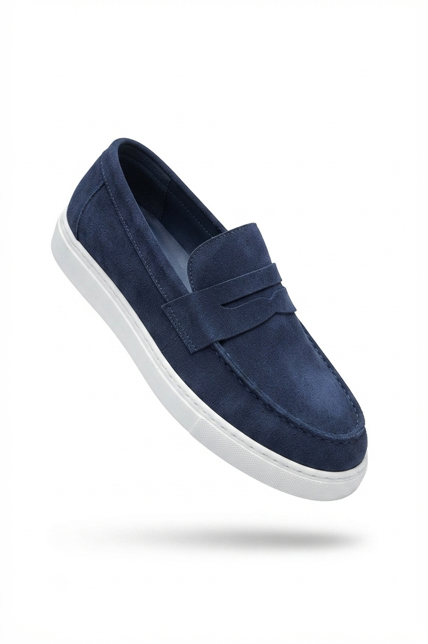 ZRJ180 Estilo X Exclusive Bağcıksız Süet Erkek Günlük Klasik Loafer- Lacivert