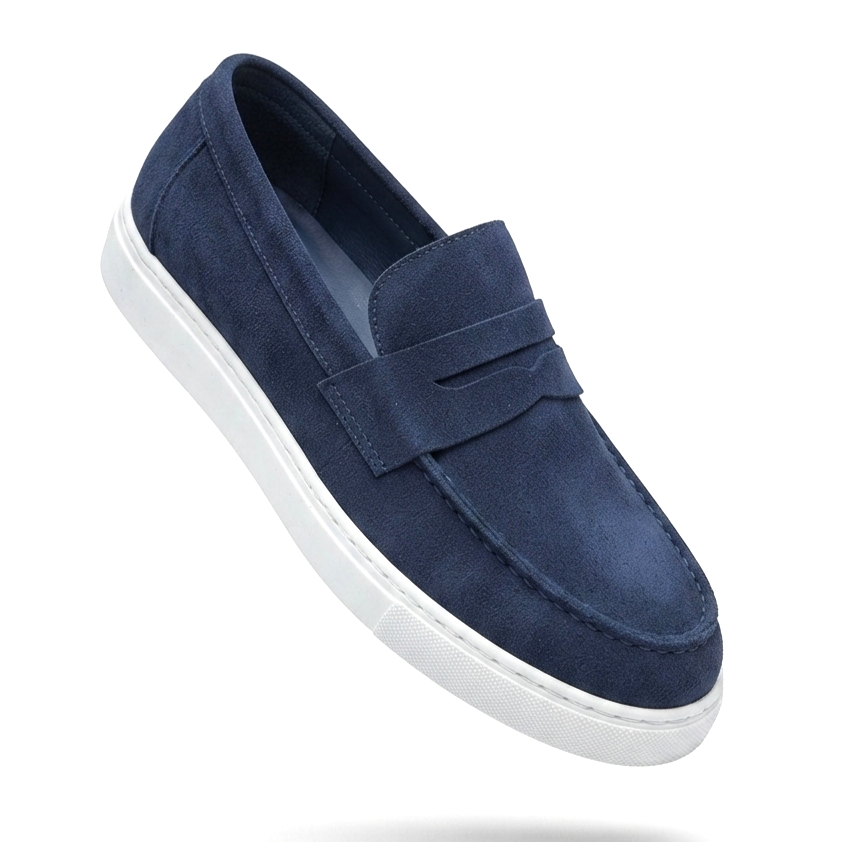 ZRJ180 Estilo X Exclusive Bağcıksız Süet Erkek Günlük Klasik Loafer- Lacivert