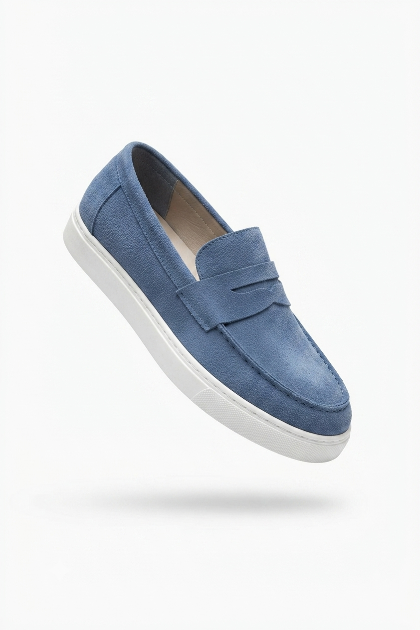 ZRJ180 Estilo X Exclusive Bağcıksız Süet Erkek Günlük Klasik Loafer- Mavi