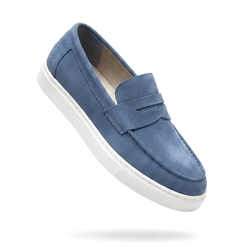 ZRJ180 Estilo X Exclusive Bağcıksız Süet Erkek Günlük Klasik Loafer- Mavi