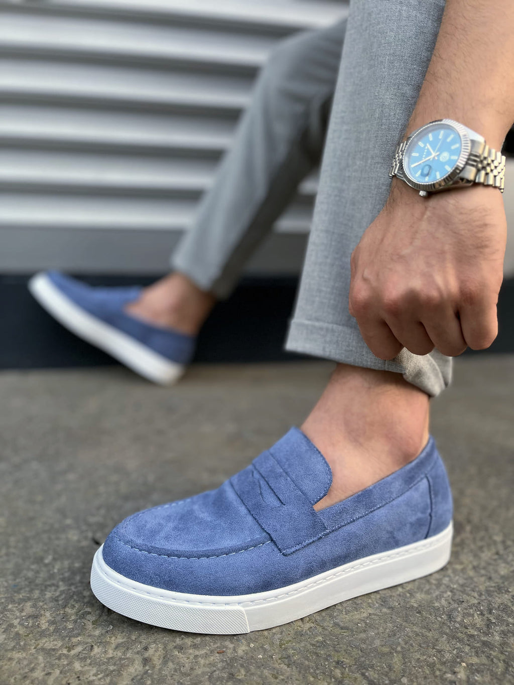 JY180 Estilo X Laceless Suede Men's Casual Sports Classic Shoes - Blue