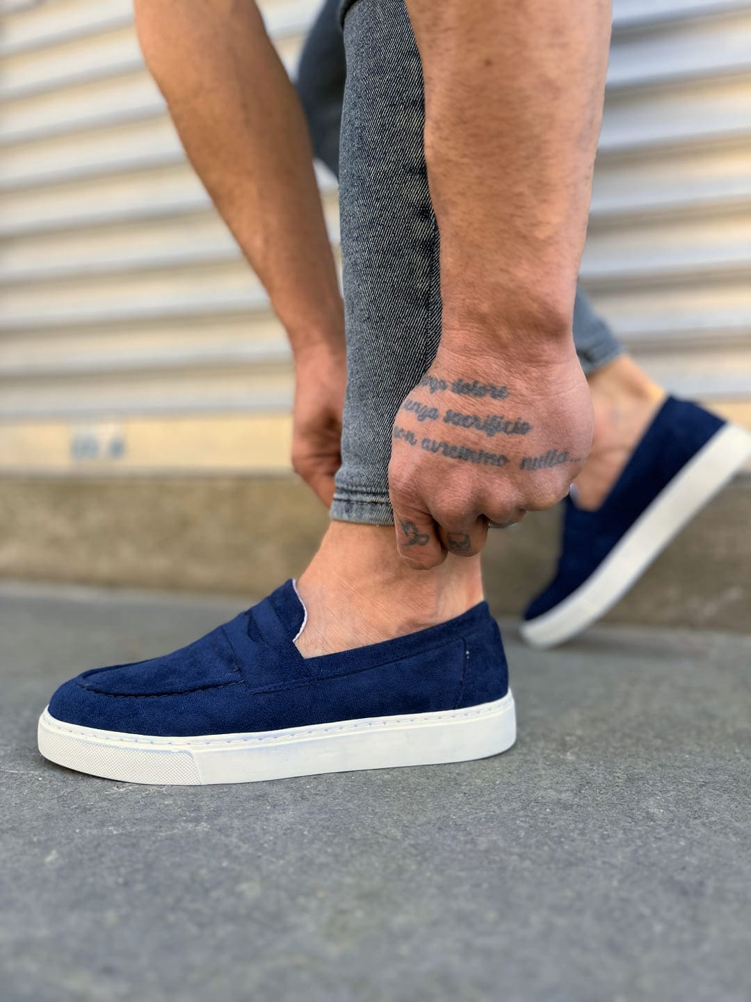 JY180 Estilo X Laceless Suede Men's Casual Sports Classic Shoes - Navy Blue