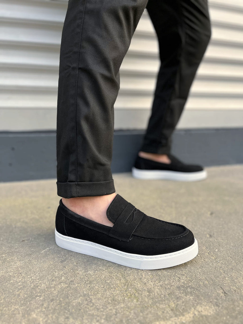 JY180 Estilo X Laceless Suede Men's Casual Sports Classic Shoes - Black White
