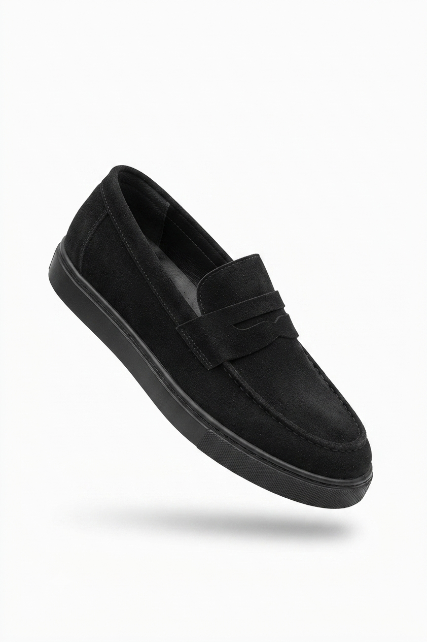 ZRJ180 Estilo X Exclusive Bağcıksız Süet Erkek Günlük Klasik Loafer- Siyah