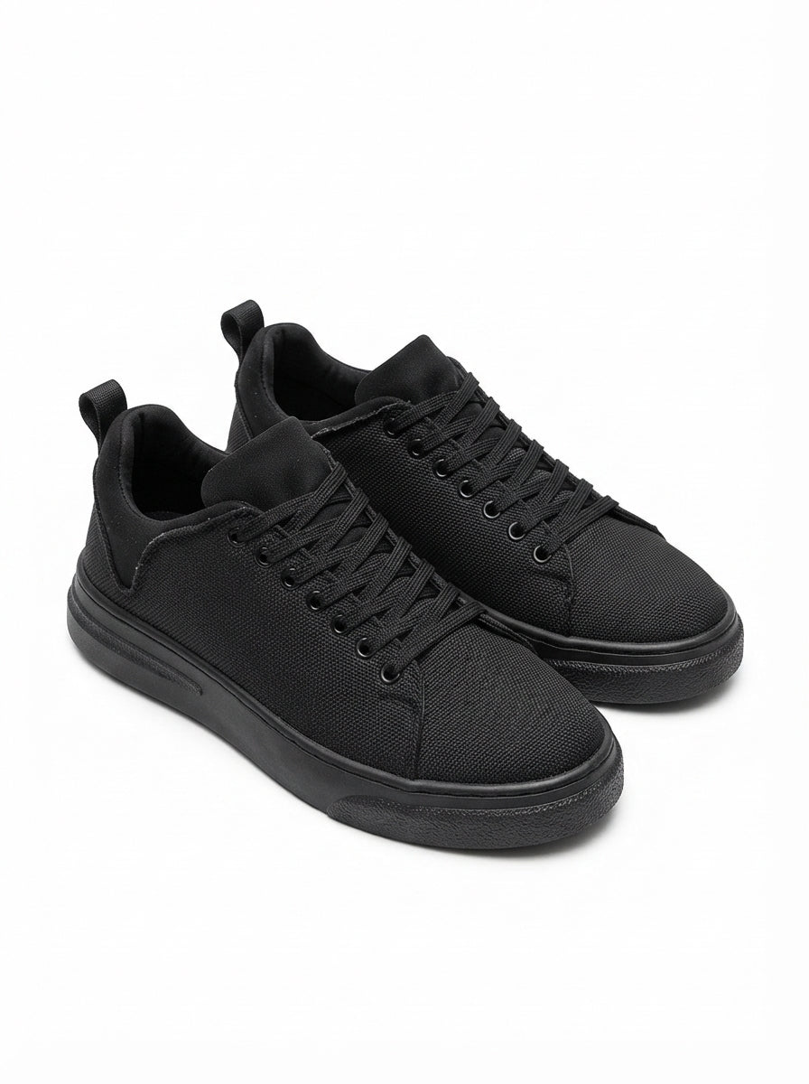 ZRJ204 Premium Kanvas Kumaş Erkek Günlük Sneaker - Siyah