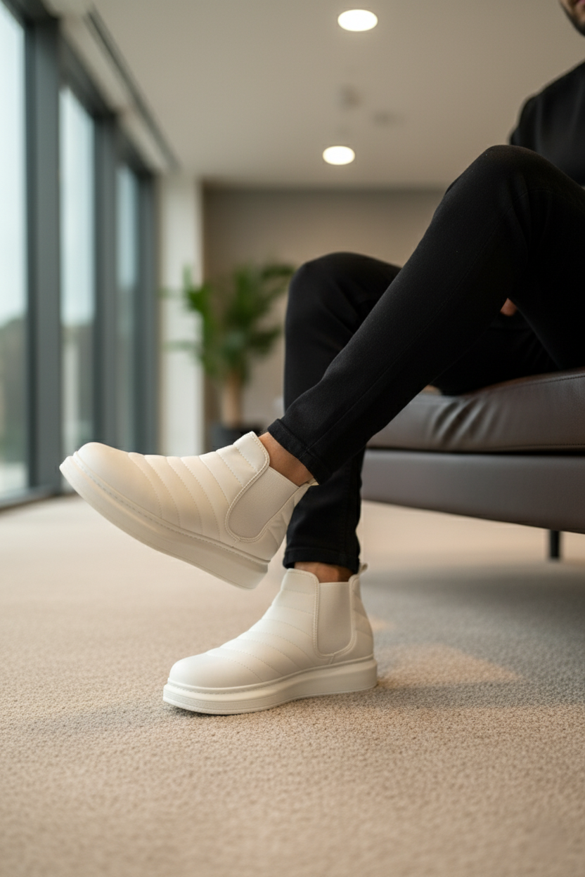 ZRJ205 Bağcıksız Ortopedik Erkek Günlük Spor Bot Beyaz