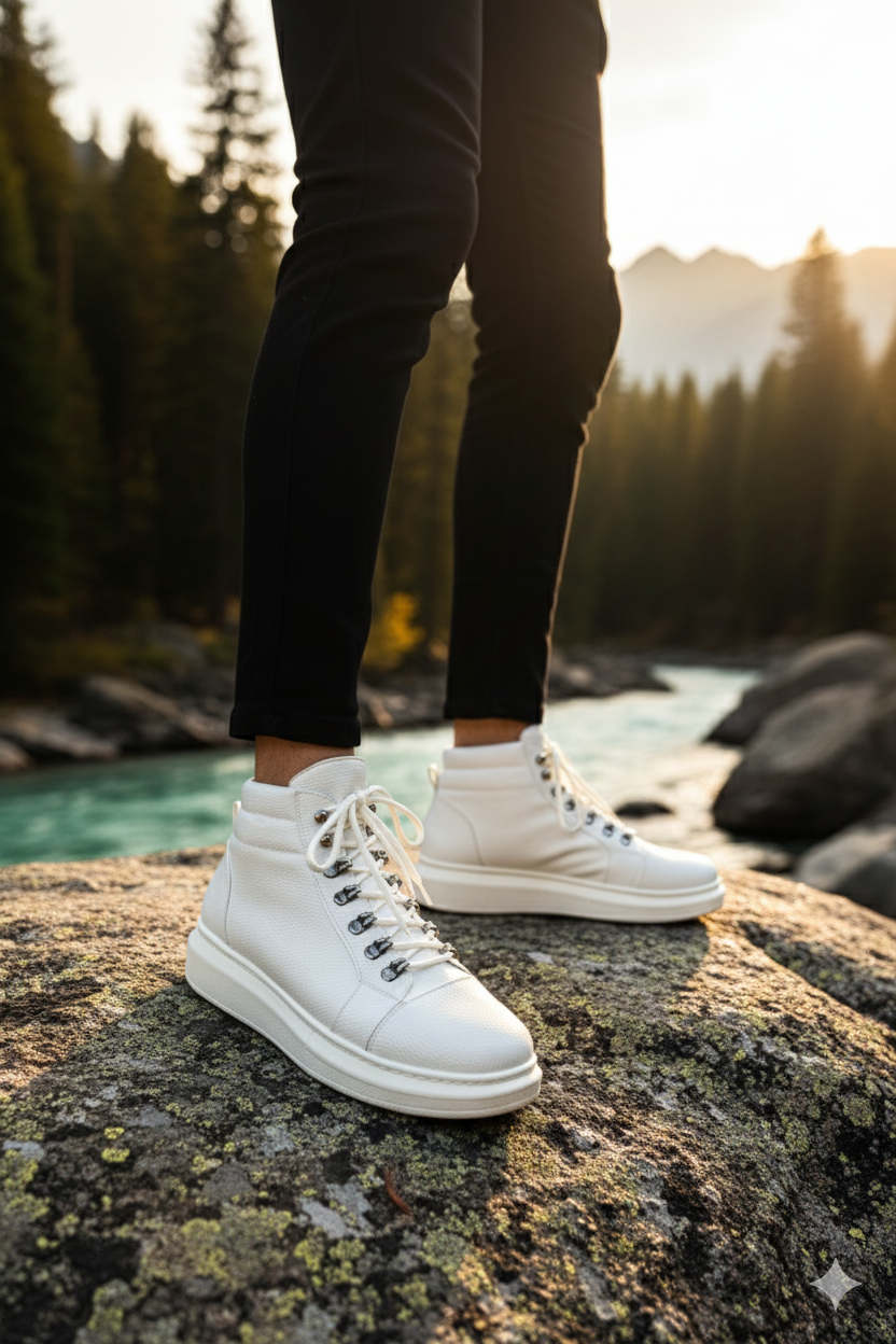 ZRJ206 Bağcıklı Beyaz Erkek Spor Bot