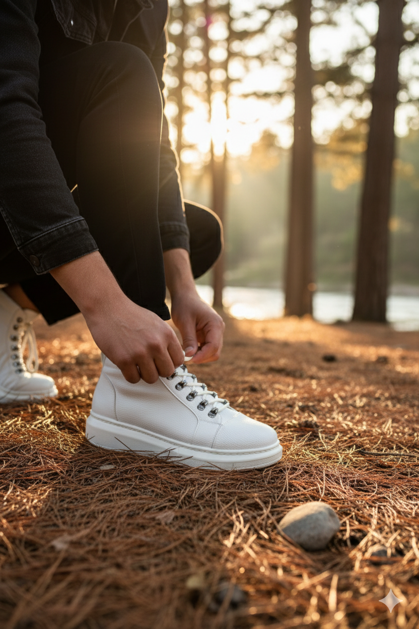 ZRJ206 Bağcıklı Beyaz Erkek Spor Bot